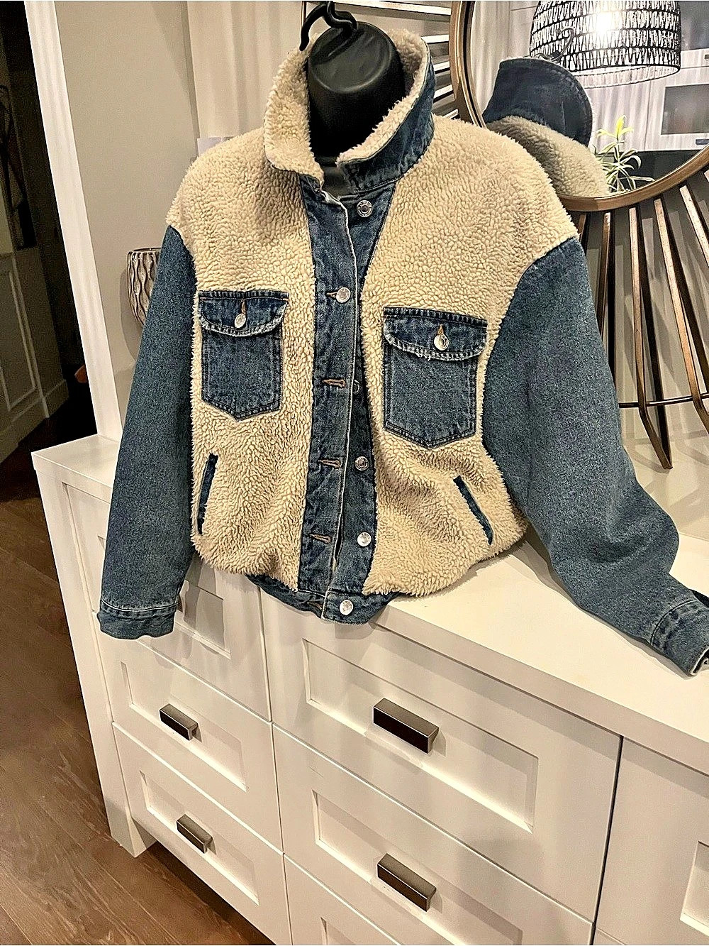 Only Sherpa Lined Denim Jacket Size 38 - Picture 4 of 5